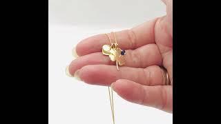 4 leaf clover necklace in gold vermeil personalised good luck charm with sapphire for september