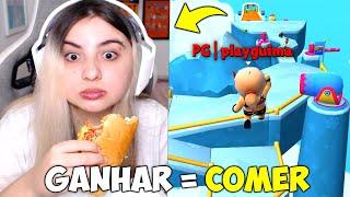 STUMBLE GUYS mas SE EU GANHAR a PARTIDA COMPRO COMIDA!! PASSEI MAL DE TANTO COMER KKKK