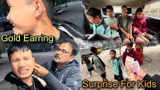Finally Gold Ear Rings || First Time Ear Piercing In My Life || Surprise Car Ride For Kids️