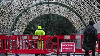 Storm Bert brings down a huge tree at Bournemouth's "Christmas Tree Wonderland Trail"