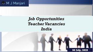 Current Job Section | School Teacher Jobs Vacancy | 30 July | India | M J Manjari