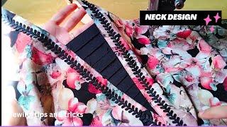 Neck design for Summer kurti| Gala ka design | Gala design cutting and stitching| Piping hacks