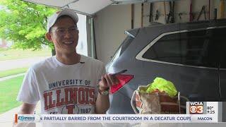 Man stops in Champaign while cycling around the world