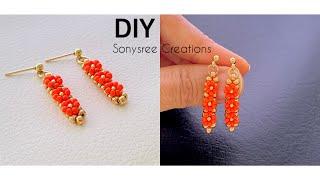 Floral Stick Earrings || How to Make Beaded Earrings