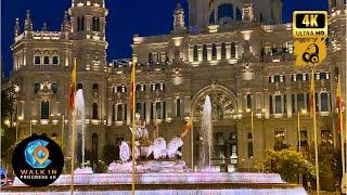 Exploring Madrid at Night [Spain ] 4K 60fps Nightlife Walk Tour