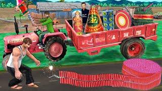 Lalchi Tractor Wala Selling Diwali Stash Giant Crackers Hindi Kahaniya Moral Stories Comedy Video