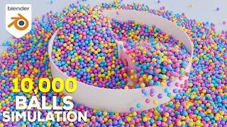 10,000 Balls Physics Simulation in Blender!!! Beginner