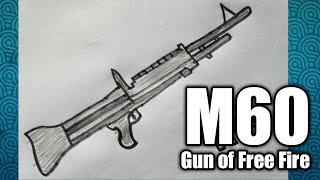 How to draw M60 gun of Free Fire - Very easy - SHN Best Art