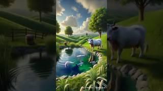 Beautiful story of a hardworking cow  and a bastard bear  #shorts #ytshorts #youtubeshorts