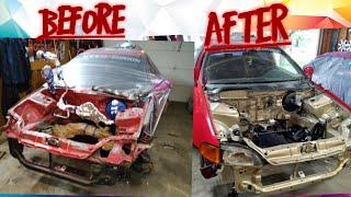 Step by Step K-SWAP Civic gets ENGINE BAY PAINTED!! (Police can't catch me)