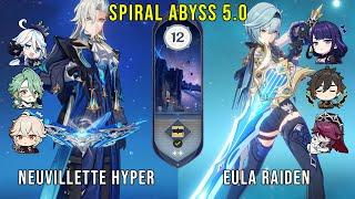 C0 Neuvillette Hypercarry and C1 Eula Raiden | Genshin Impact Abyss 5.0 Floor 12 9 Stars