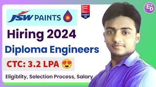 JSW Paints is Hiring Diploma Engineers 2024। CTC: 3.2 LPA। Permanent Job। Latest Jobs 2024।Jobs 2024