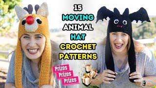 Would you like 15 MOVING ANIMAL Hat Crochet Patterns? PLUS PRIZES!