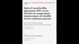 Role of Lactobacillus plantarum 299v versus Placebo in symptomatic improvement of irr... | RTCL.TV