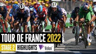 Chaotic sprint finish | Tour de France 2022 Stage 2 Highlights