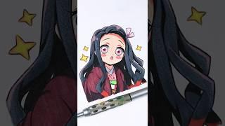 Drawing Nezuko Kamado  || Stained Art with App AR Drawing  #shorts #nezuko #demonslayer