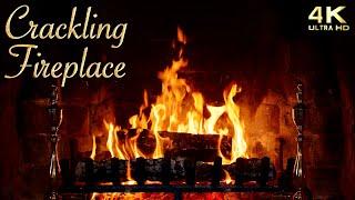 Cozy Crackling Fireplace 4K ~ Christmas Yule Log Ambience (No Music)