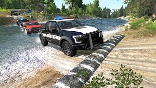 Cars vs Massive Speed bumps on the River - beamng drive