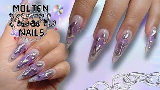 ˖°⋆｡° 3D Chrome Aura Nails | Molten Metal Nail Art | Gel X °｡⋆°˖