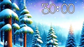 30 Minute Winter Countdown Timer With Animated Snow and Music ️