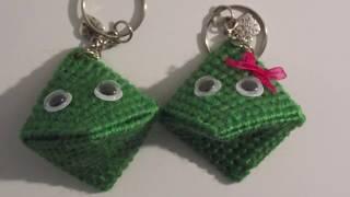 How to make a plastic canvas frog's key-ring