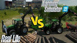 Farming Simulator vs. Real life: Baumstämme stapeln