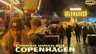 Julemarked Gammeltorv 2024Copenhagen Denmark, Christmas Markets, Saturday 23 November, 4K Walk