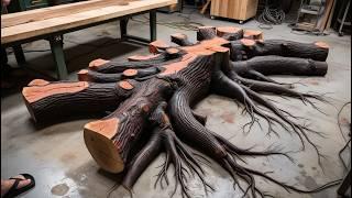 Root to Riches// Incredible Transformation: Turn Worthless Tree Stump into a Table of Thousand Dolas