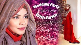 Wedding Party Hijab Style With Gown || Hijab Tutorial || Artikia