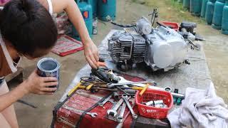 Genius Girl ; Full restoration restore the abandoned 60 year old antique Honda motorcycle 350cc