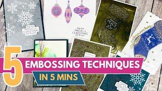 How To Make 5 EMBOSSED Christmas Cards in 5 MINUTES! | Learn 5 Embossing Techniques with Lou Collins