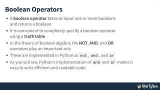 Python Booleans: True, False, Boolean Types, and the not Operator