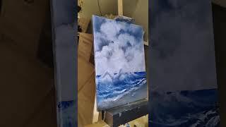 Painting drawing sea process/ Painting process from Bob Ross video #shots #painting #bobross