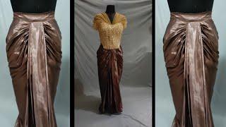 Drape skirt stitching | how to make draping skirt without dummy | Drape skirt stitching (part-2)