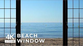 4K Beach in Southern France window view - Relaxing, Calming, Ambience