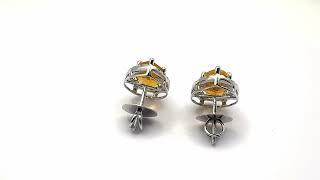 Cheshire Jewels 9ct White Gold Citrine Diamond Gemstone Earrings Pear Shaped