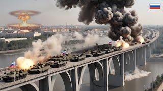 Russia's Panic Moment! Russian Army Tank Convoy Destroyed by US BGM-71 TOW Missile on Bridge