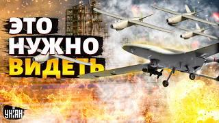 Сотни дронов ЖАХНУЛИ по РФ: под прицелом аэродромы и НПЗ. Первые кадры с места прилетов