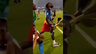Maestro Andre Frank Zambo Anguissa lifting the Copa Campioni d'Italia at the Diego Armando Maradon