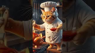 Naughty Cat Caught Stealing Grilled Chicken! #ai #feedshorts #rdnstudio