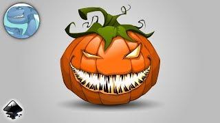 Pumpkin character. Vector drawing with Inkscape.