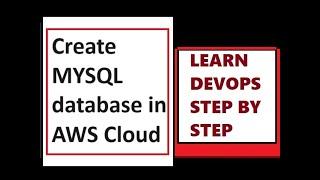 Creating MySQL Database on AWS cloud hosting | AWS RDS MySQL DB creation