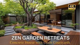 Elegant Concrete House with Open Courtyard & Zen Garden Retreat | Perfect Urban Escape