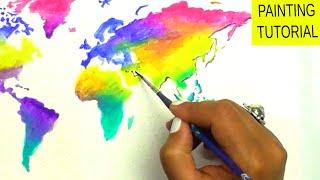 Acrylic Painting Step by Step | WORLD MAP