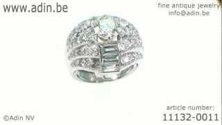 Big platinum cocktail ring loaded with 5+Crt diamonds, big brilliant estate ring (11132-0011)