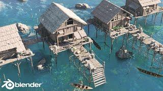 How I made a Fishing Village with the Water Shader Addon in Blender