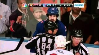 Chris Neil vs Brian Boyle fight. Ottawa Senators vs NY Rangers. 4/14/12 NHL Hockey