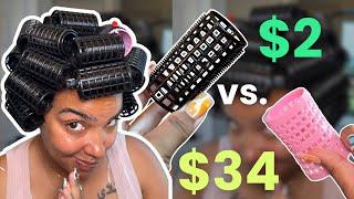 Can these $2 hair rollers replace the tension hair rollers?! Let's do a roller set and find out