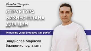 Видео уроки по бизнес-планированию. Структура бизнес-плана ЦЗН. Описание услуг (товаров или работ).