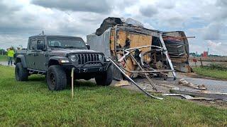 Norfolk Southern Train 12R Slams Into Truck Hauling Trailer!